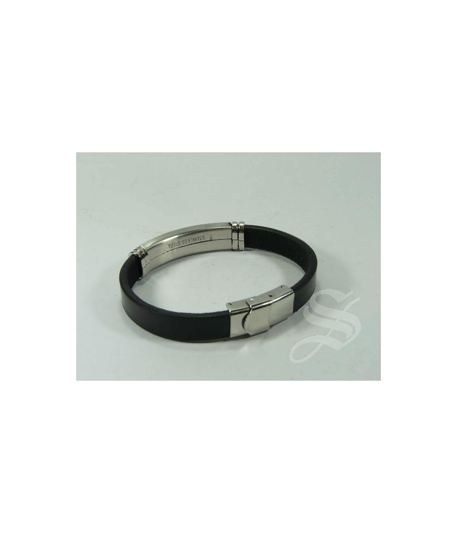 PULSERA HOMBRE CON CRUZ INOZ EN POLIPIEL NEGRO