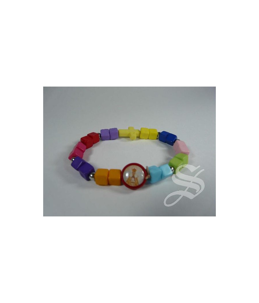 PULSERA INFANTIL CUENTAS CUBICAS VIRGEN DEL PRADO