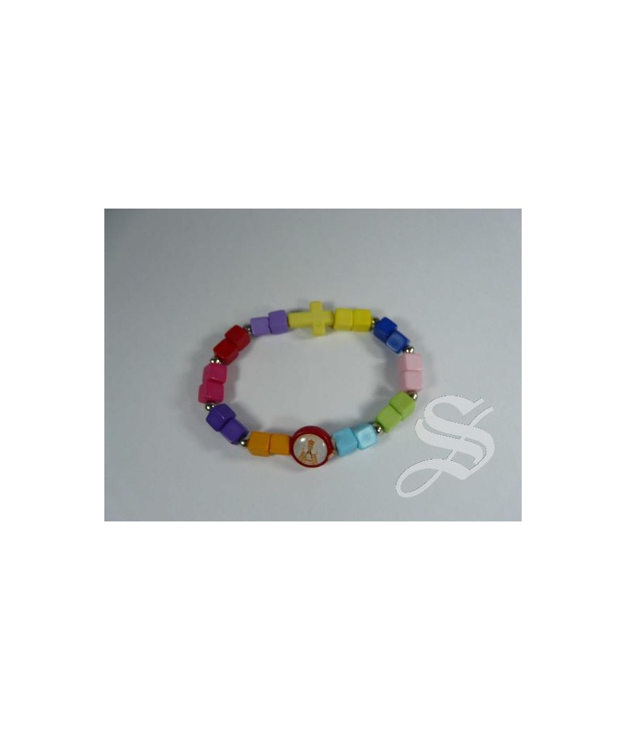 PULSERA INFANTIL CUENTAS CUBICAS VIRGEN DEL PRADO