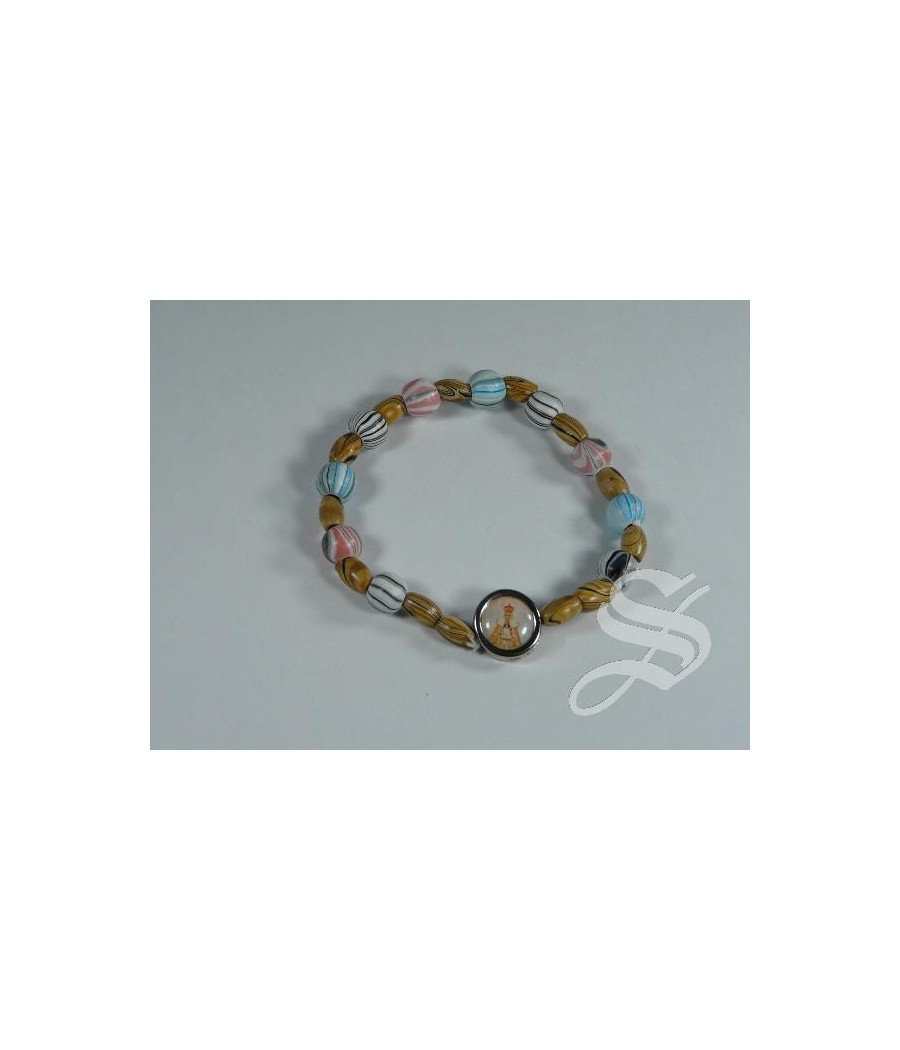 PULSERA MADERA OVAL REDONDA VIRGEN DEL PRADO