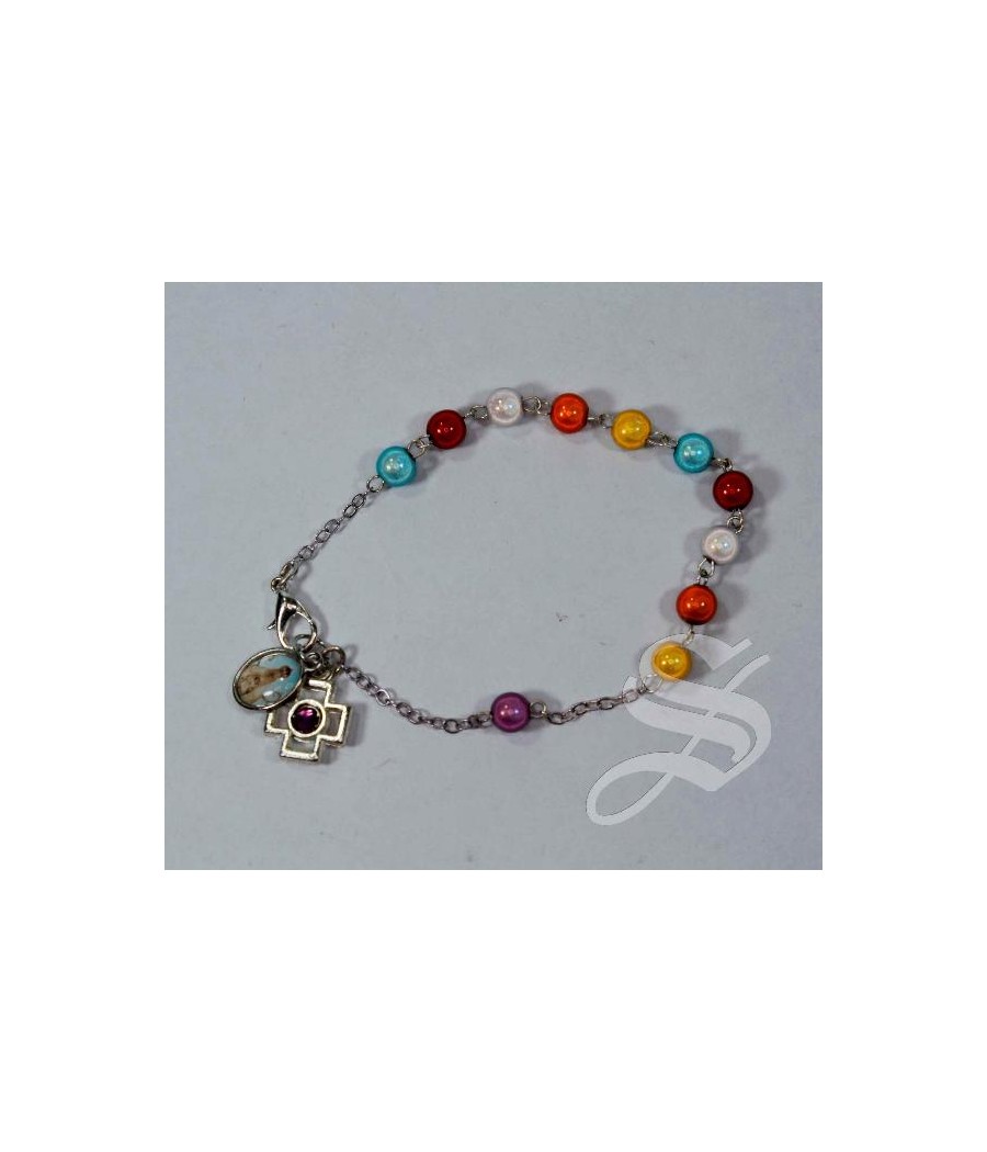 PULSERA MULTICOLOR 5MM. DECENA CON VIRGEN DEL PRADO