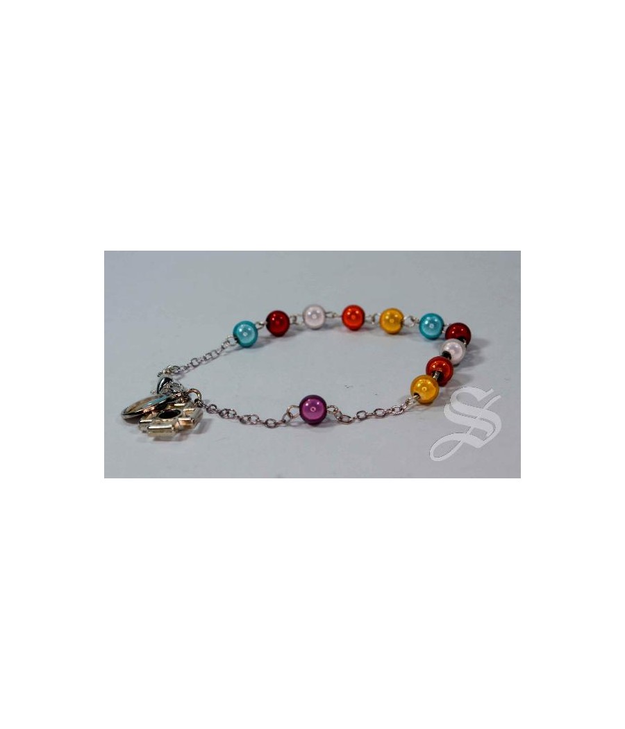 PULSERA MULTICOLOR 5MM. DECENA CON VIRGEN DEL PRADO