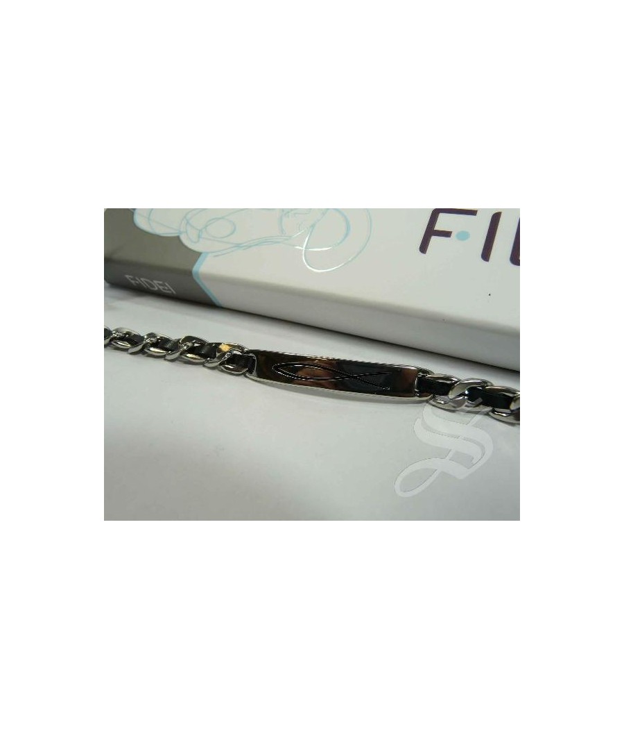 PULSERA PALADIO NEGRO CON CORREA EN PIEL