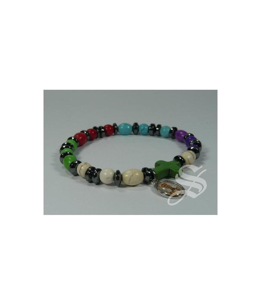 PULSERA PIEDRAS MULTICOLOR CON ELASTICO