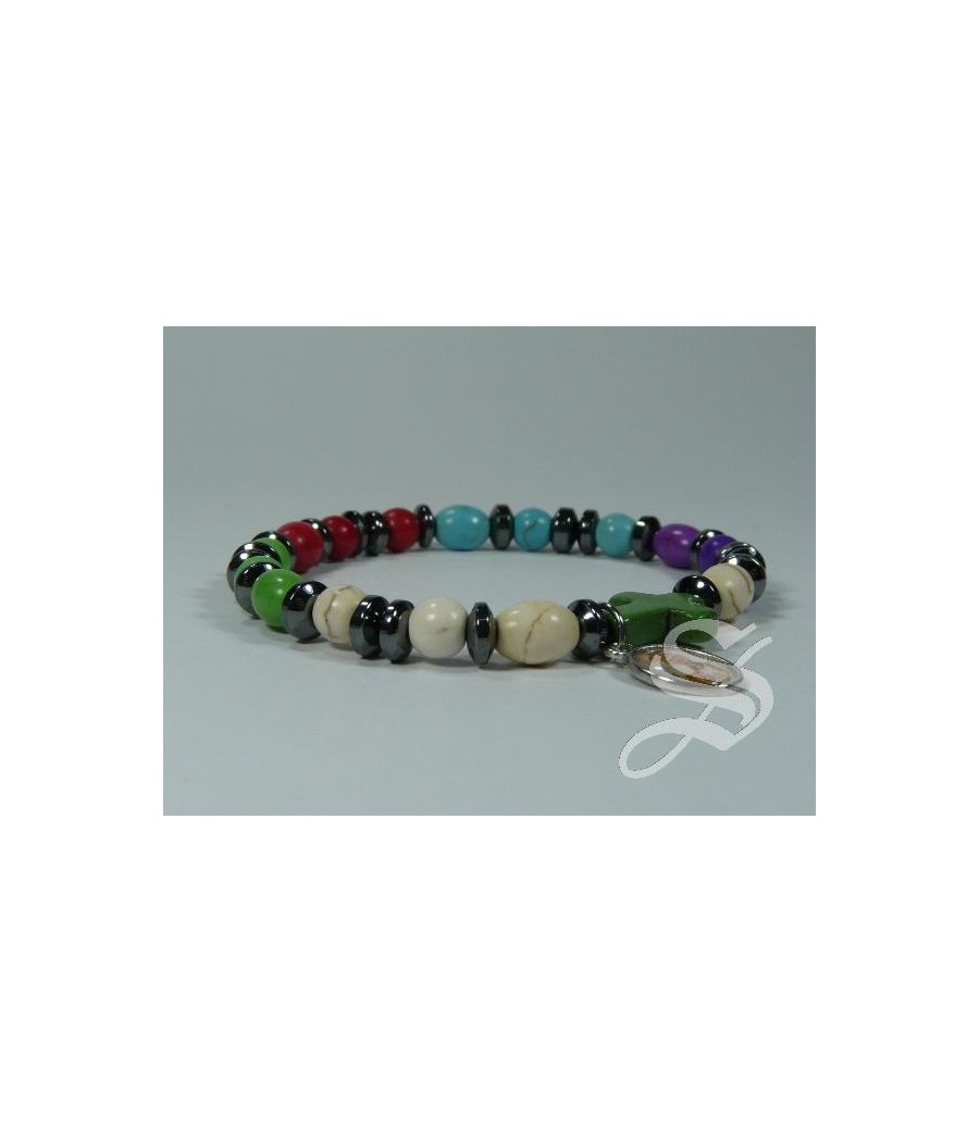 PULSERA PIEDRAS MULTICOLOR CON ELASTICO