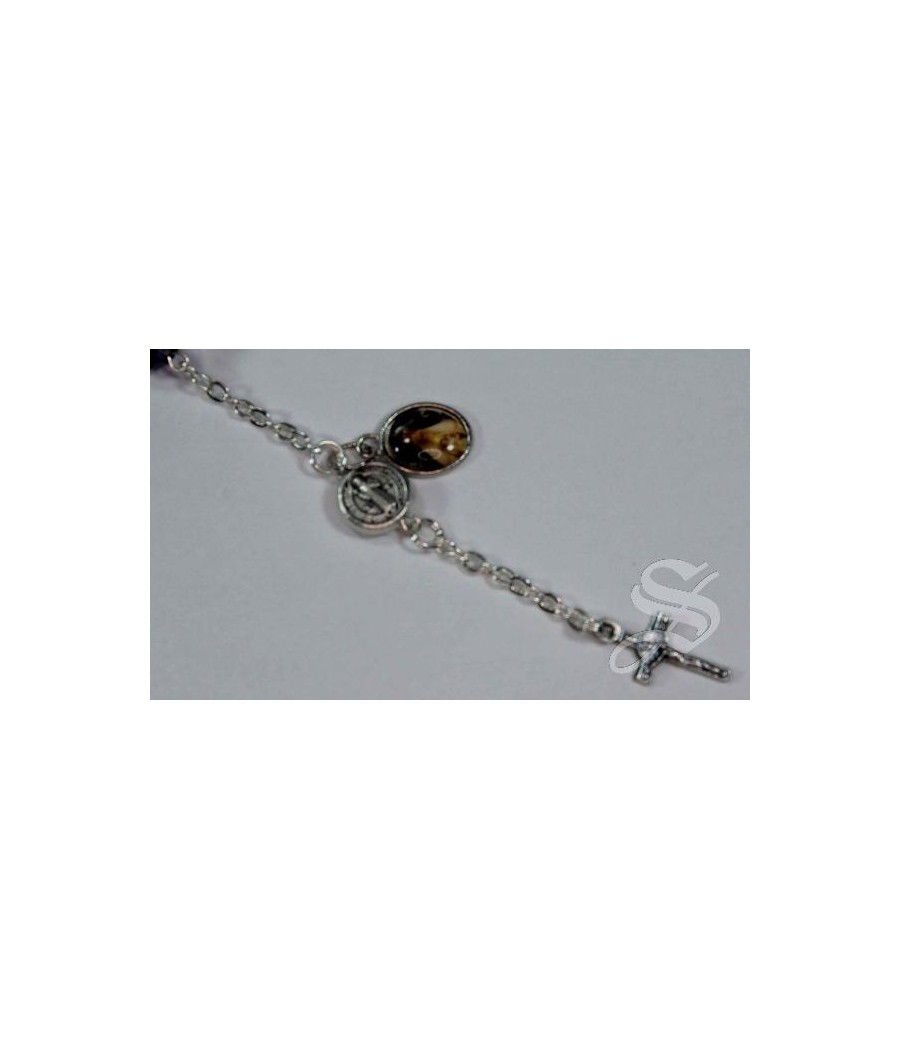 PULSERA SAN BENITO CRISTAL 8 MM. CON VIRGEN DEL PRADO