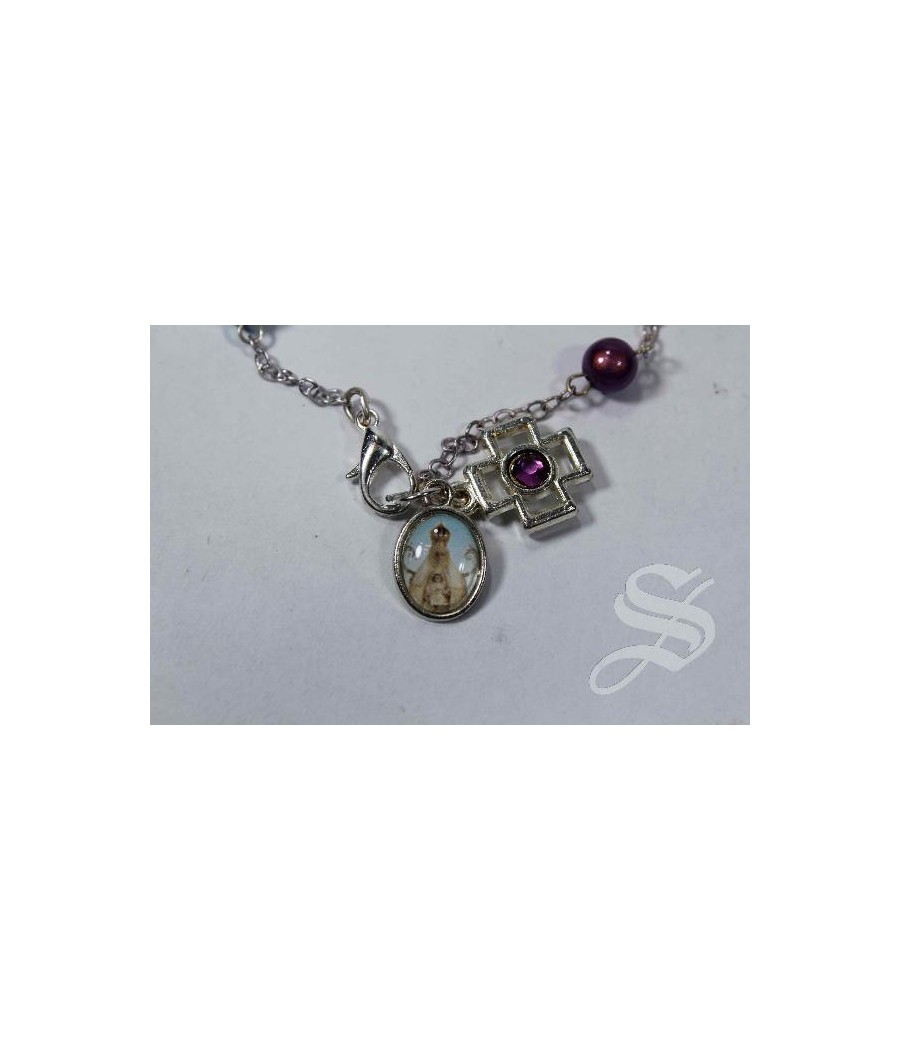 PULSERA SAN BENITO CRISTAL 8 MM. CON VIRGEN DEL PRADO