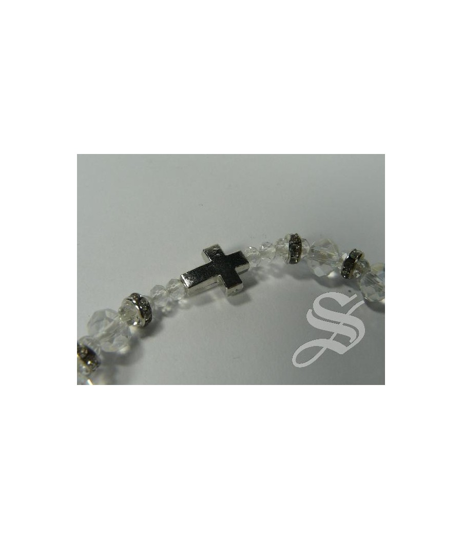 PULSERA VIDRIO CON ELASTICO VIRGEN DEL PRADO TRANSPARENTE