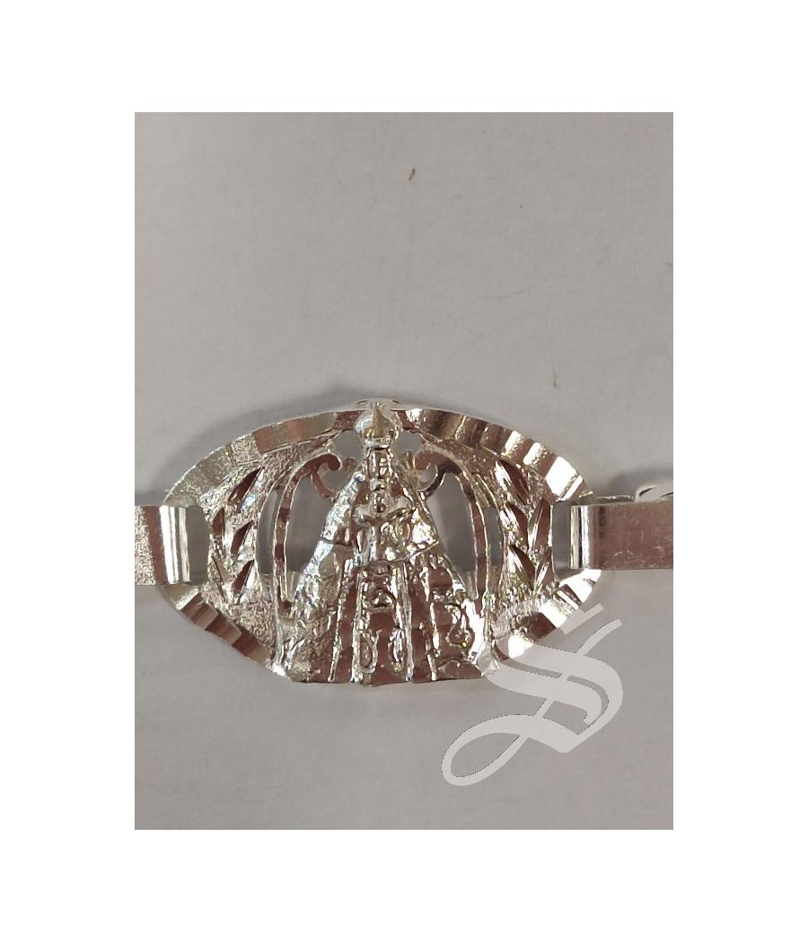 PULSERA VIRGEN DEL PRADO PLATA TALLADA  15 MM. * 20 CM.