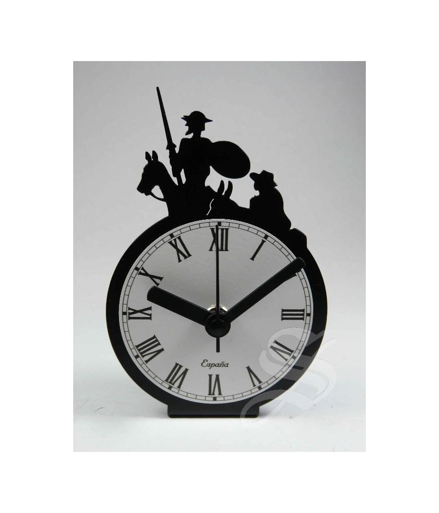 RELOJ EN FORJA SOBREMESA 14 CM. FIGURA QUIJOTE NEGRO