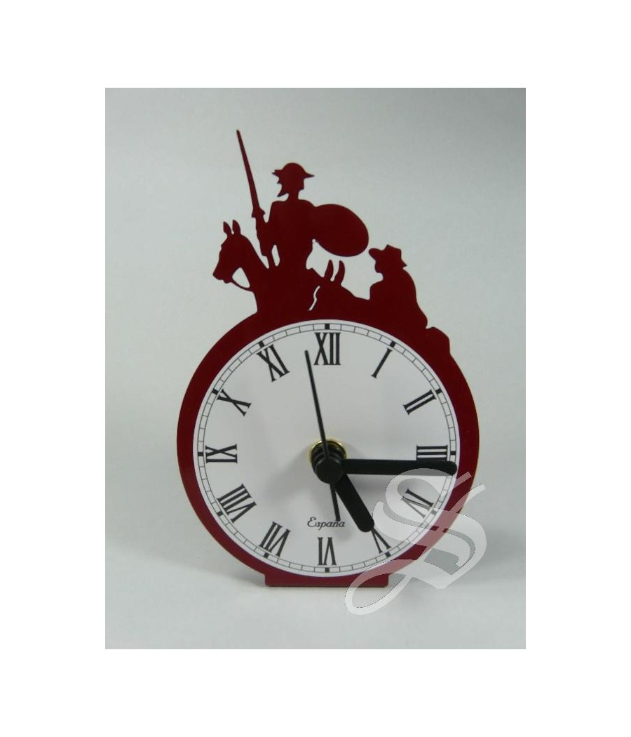 RELOJ EN FORJA SOBREMESA 14 CM. FIGURA QUIJOTE ROJO