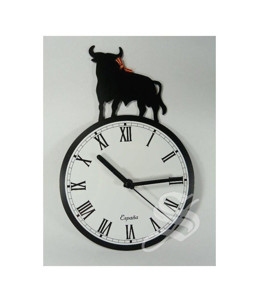 RELOJ PARED DE FORJA CON TORO 26 CM.