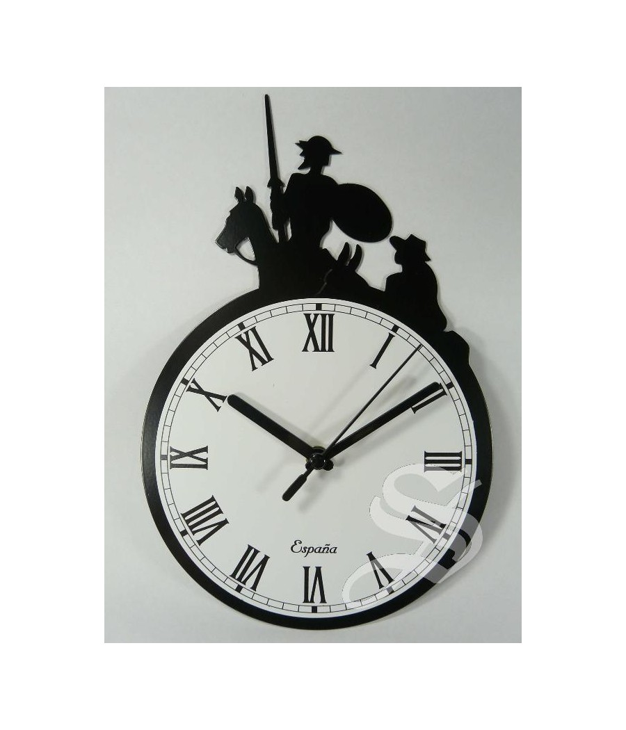 RELOJ PARED EN FORJA FIGURA QUIJOTE 26 CM COLOR NEGRO