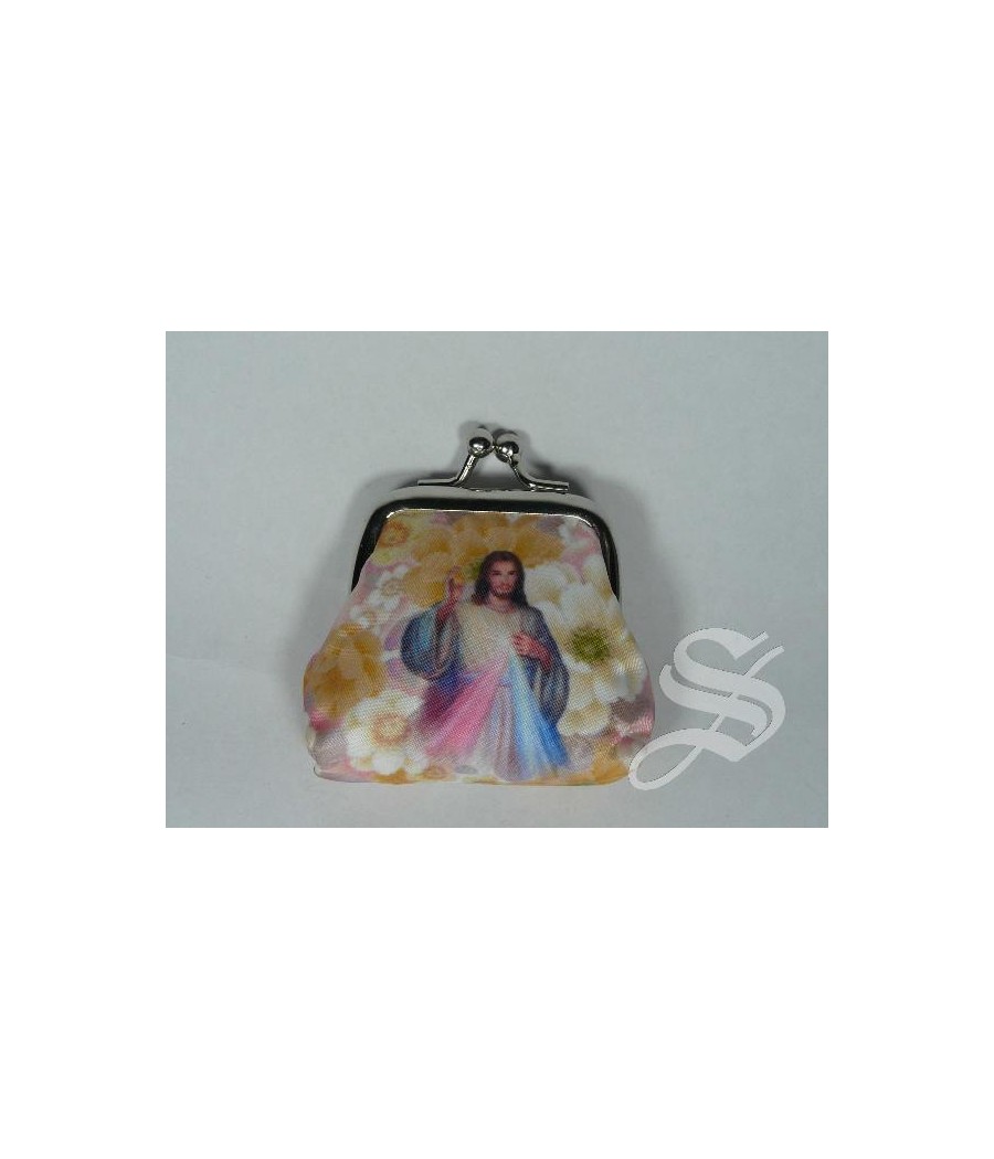 ROSARIERA TELA MISERICORDIOSO CON ROSARIO CRISTAL