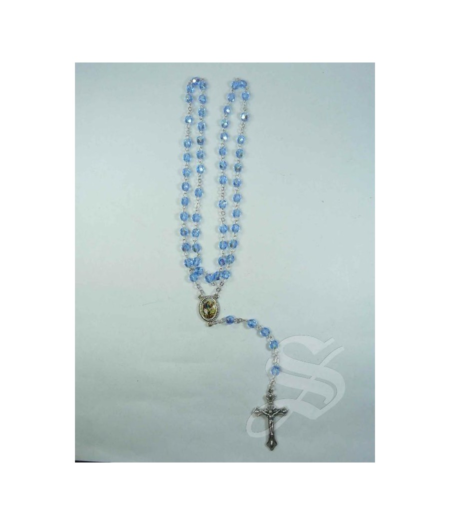 ROSARIO MARMOLIZADO AZUL VIRGEN DEL PRADO 6MM.