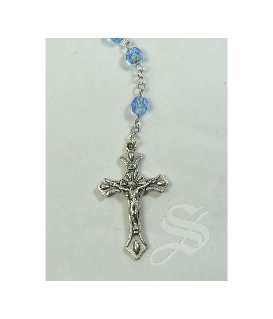 ROSARIO MARMOLIZADO AZUL VIRGEN DEL PRADO 6MM.