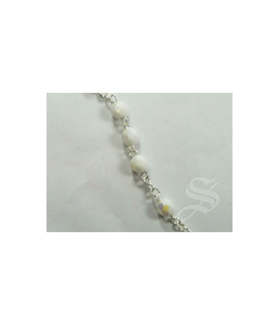 ROSARIO CRISTAL BLANCO 6 MM FACETADO VIRGEN DEL PRADO