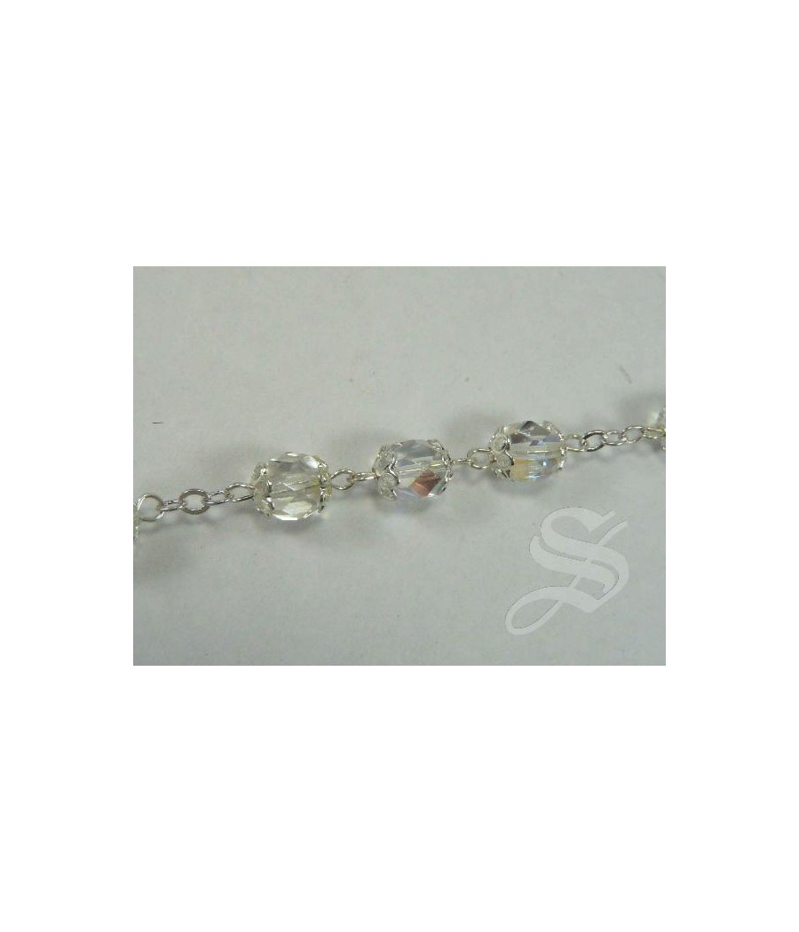 ROSARIO CRISTAL BLANCO 7MM CAPUCHONES 1544