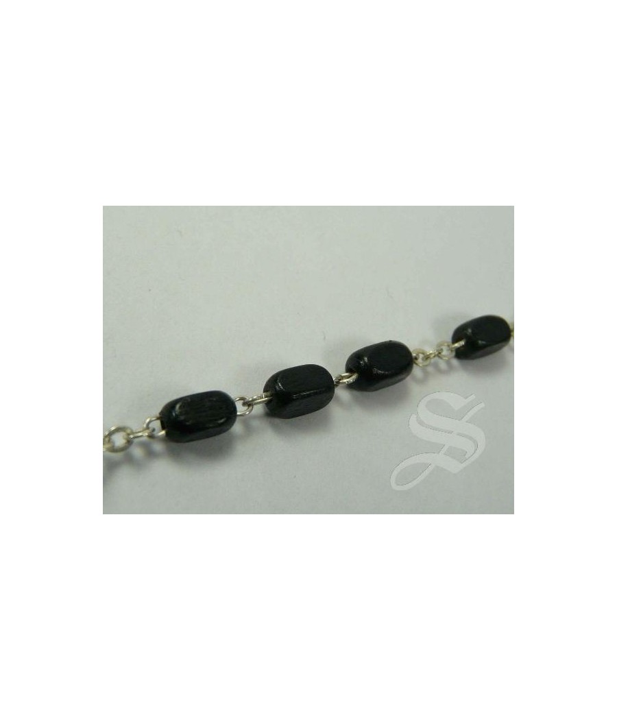 ROSARIO CUADRADO MADERA NEGRO 6 X 8 MM VIRGEN DEL PRADO