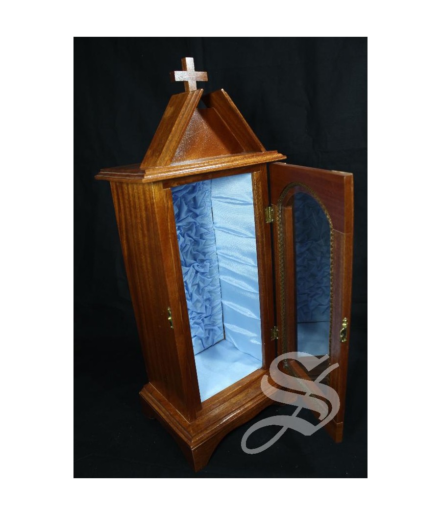 SANTUARIO MADERA 40 * 21 CM. INTERIOR 33 * 14 * 11 CM. PARA IMAGEN 20 - 25 CM.