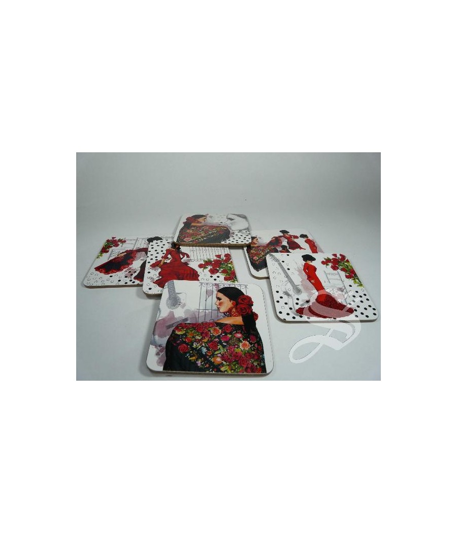 SET 6 POSAVASOS FLAMENCA