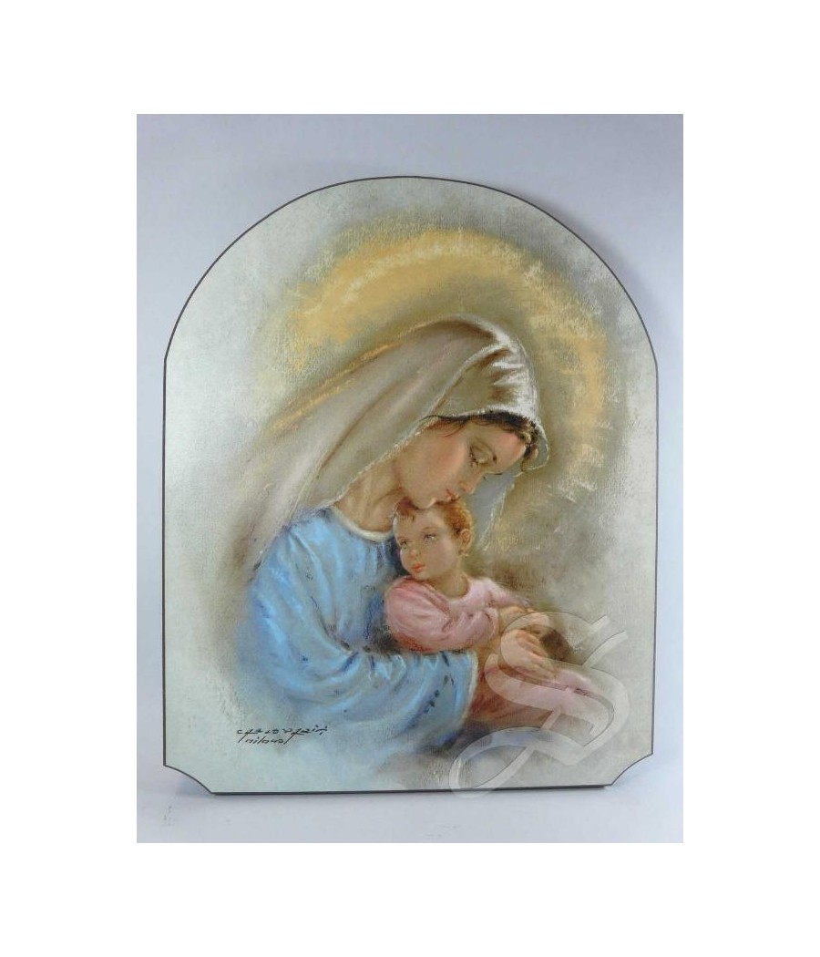 TABLA MADERA 20*25 VIRGEN AZUL CON NIÑO