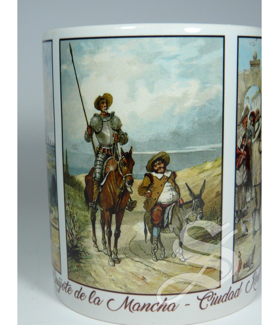 TAZA CERAMICA QUIJOTE Y SANCHO