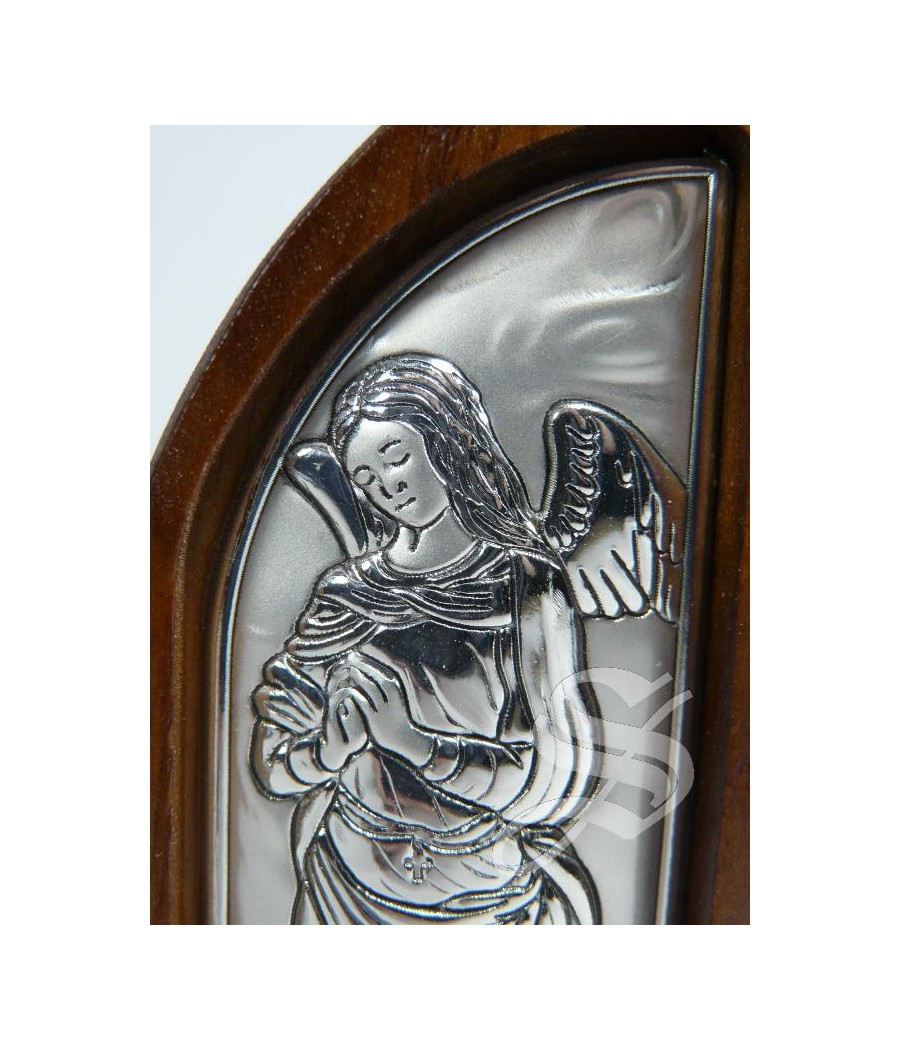 TRIPTICO CAPILLA MADERA Y PLATA VIRGEN BIZANTINA CON NIÑO 17 * 11 CM.