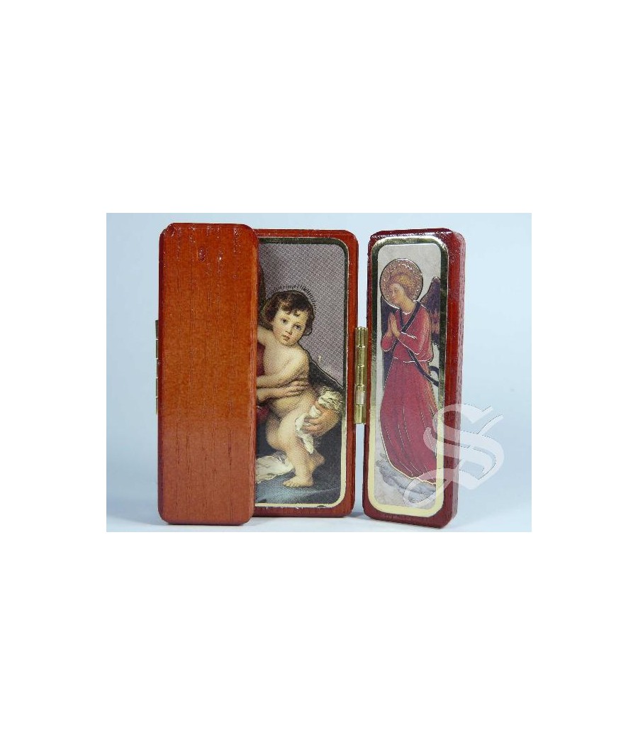 TRIPTICO DE MADERA VIRGEN CON NIÑO 5,5 X 7