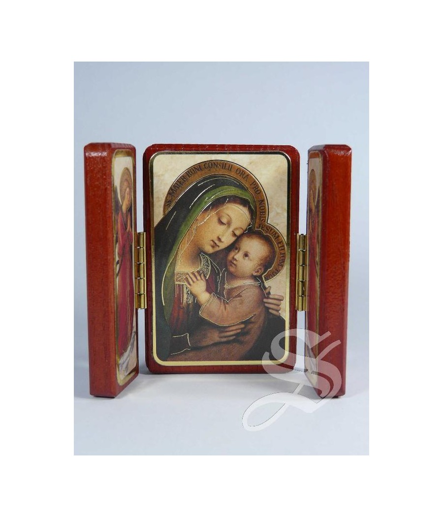 TRIPTICO DE MADERA VIRGEN DEL BUEN CONSEJO 5,5 X 7