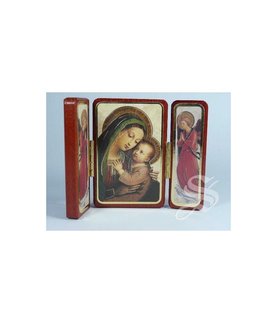 TRIPTICO DE MADERA VIRGEN DEL BUEN CONSEJO 5,5 X 7