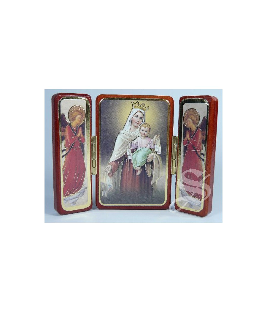 TRIPTICO DE MADERA VIRGEN DEL CARMEN 5,5 X 7