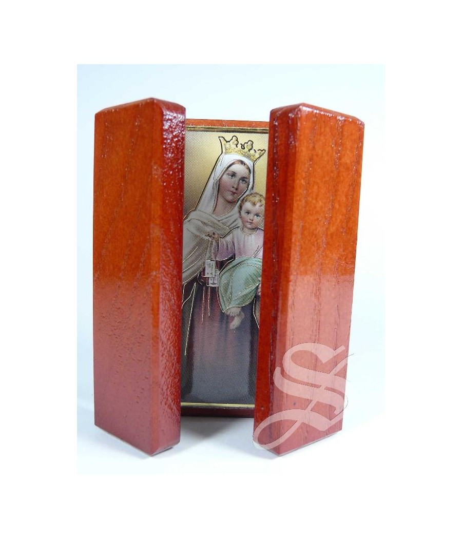 TRIPTICO DE MADERA VIRGEN DEL CARMEN 5,5 X 7