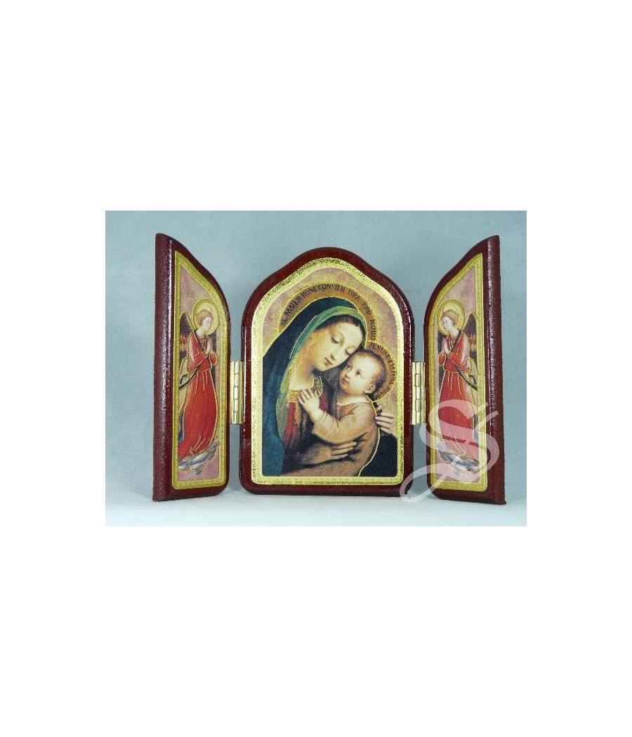 TRIPTICO MADERA CAPILLA VIRGEN BUEN CONSEJO 7 X 10