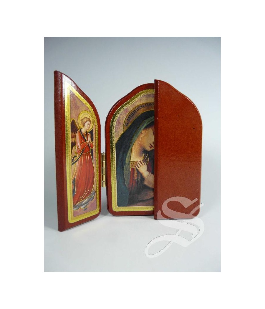 TRIPTICO MADERA CAPILLA VIRGEN BUEN CONSEJO 7 X 10