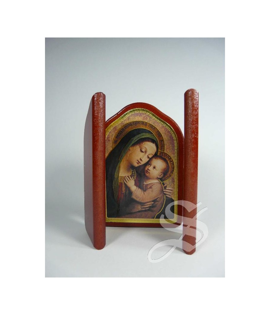 TRIPTICO MADERA CAPILLA VIRGEN BUEN CONSEJO 7 X 10