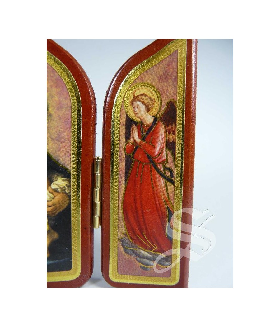 TRIPTICO MADERA CAPILLA VIRGEN CON NIÑO 7 X 10