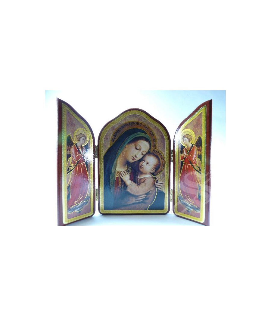 TRIPTICO MADERA VIRGEN CON NIÑO 28.5*21 CM