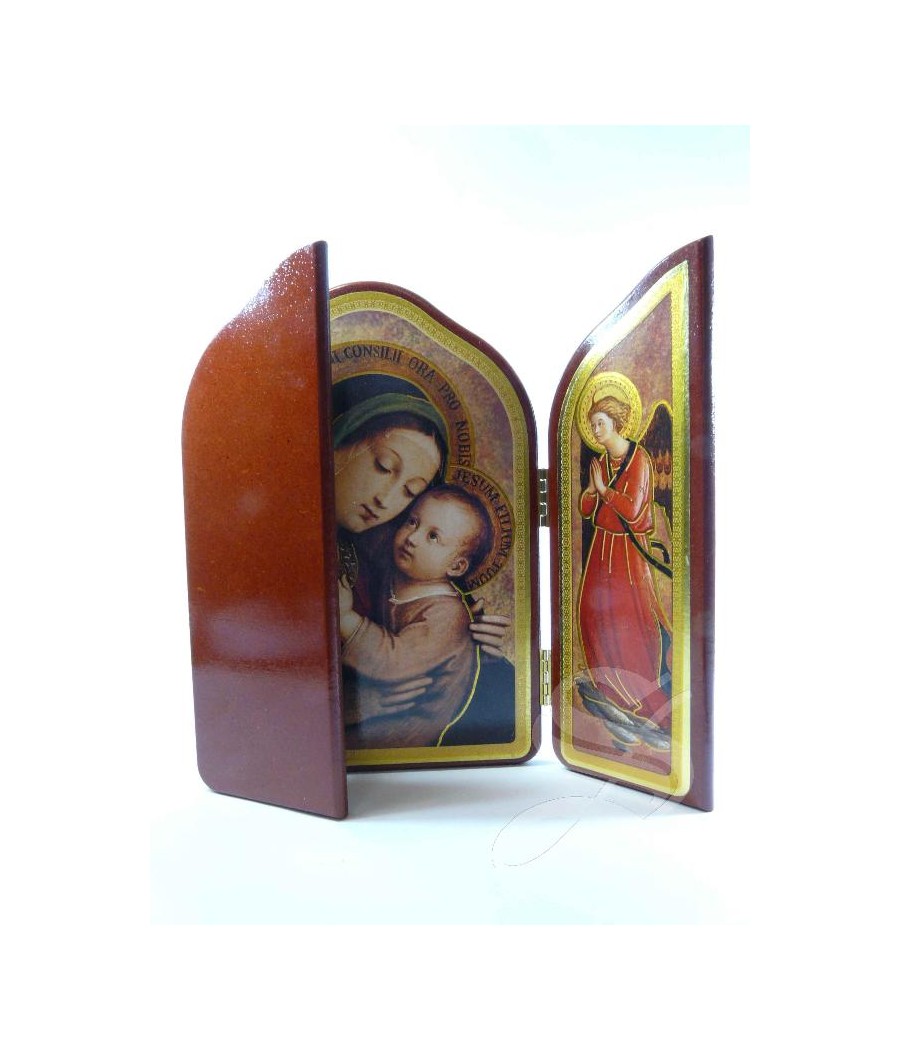 TRIPTICO MADERA VIRGEN CON NIÑO 28.5*21 CM