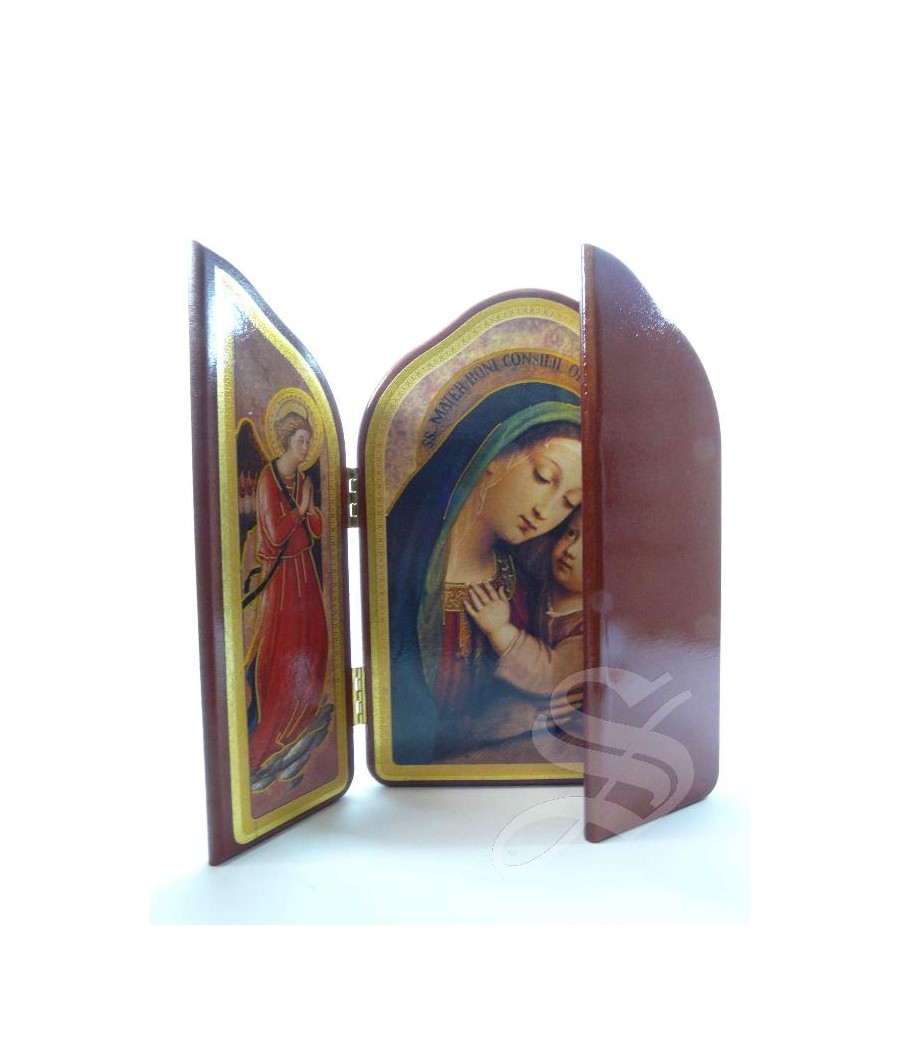 TRIPTICO MADERA VIRGEN CON NIÑO 28.5*21 CM