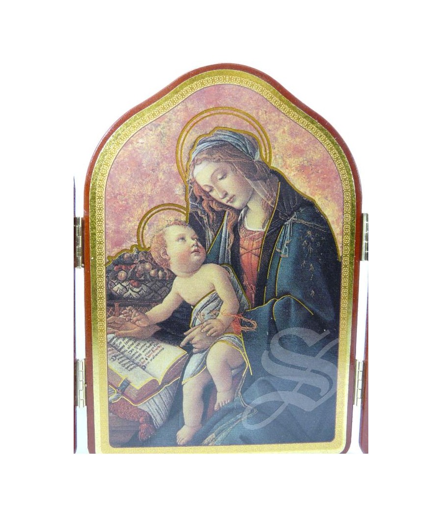 TRIPTICO MADERA VIRGEN CON NIÑO 28.5*21 CM