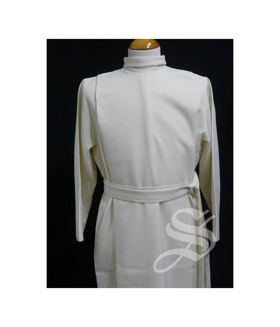 TUNICA 130 COMUNION O MONAGUILLO CON PLIEGUE DELANTE Y DETRAS, CUELLO CAJA Y CINGULO