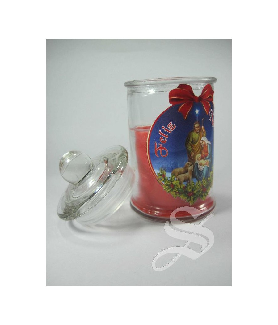 VELA PERFUMADA TARRO CRISTAL 10 CM COLORES SURTIDOS NAVIDAD