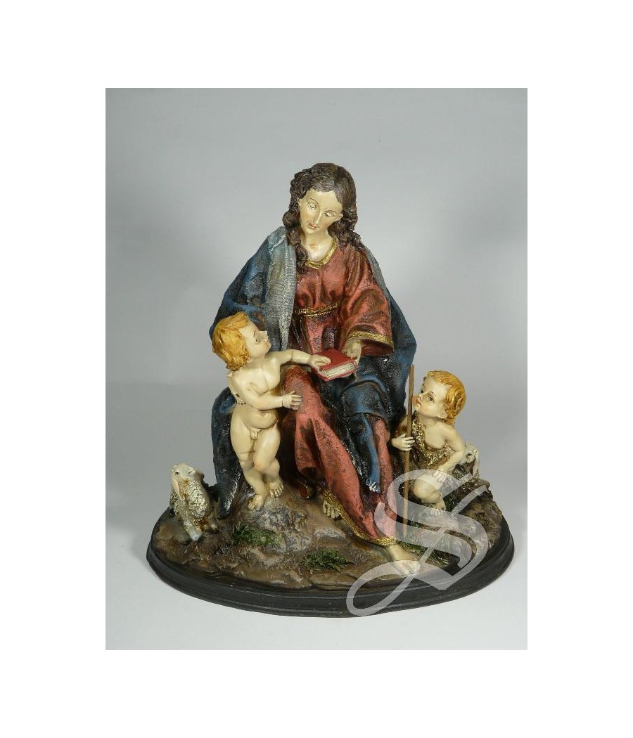 VIRGEN CON NIÑO JESUS Y SAN JUAN 23 * 21 CM. RESINA