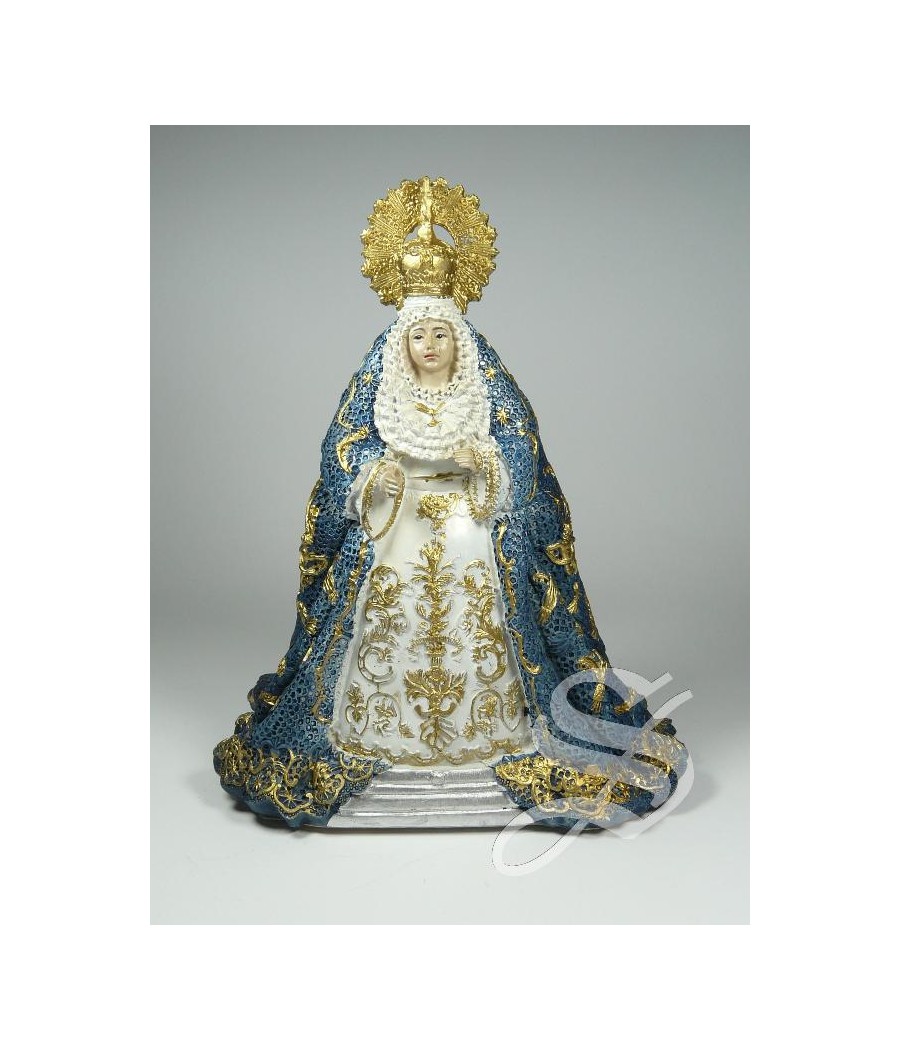 VIRGEN DE CANDELERO MANTO AZUL 15 CM.