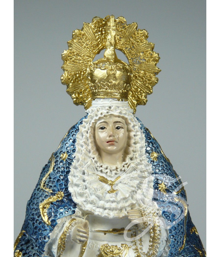 VIRGEN DE CANDELERO MANTO AZUL 15 CM.