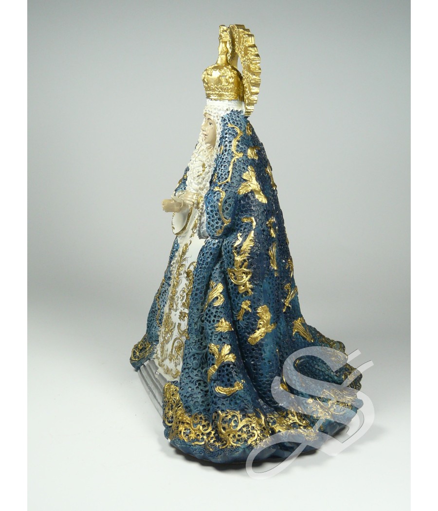 VIRGEN DE CANDELERO MANTO AZUL 15 CM.