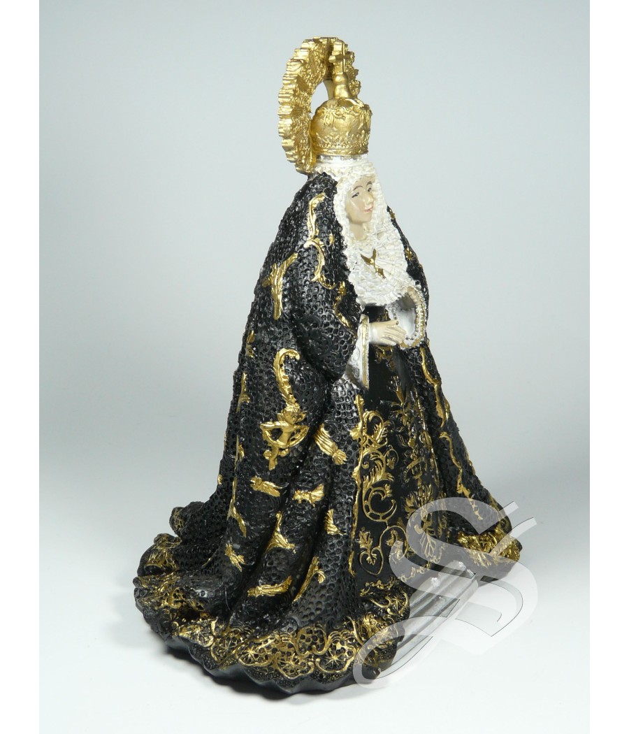 VIRGEN DE CANDELERO MANTO NEGRO 15 CM.