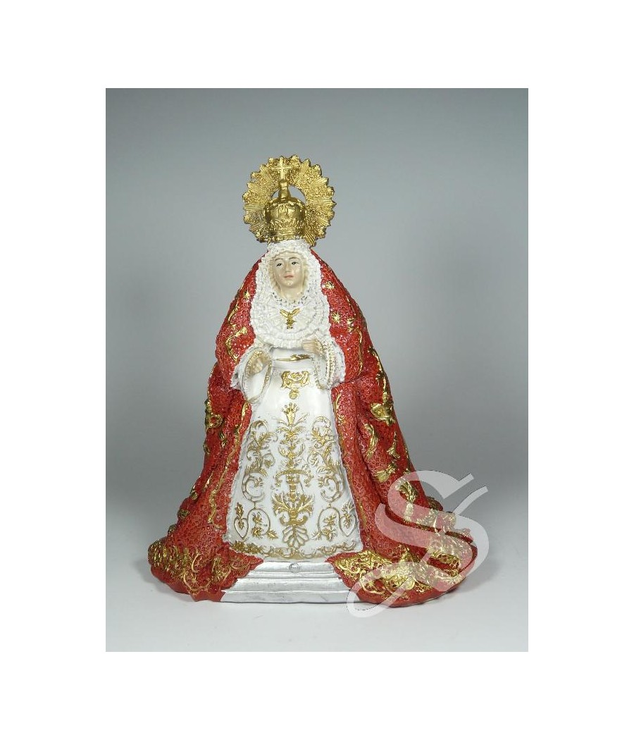 VIRGEN DE CANDELERO MANTO ROJO 15 CM.