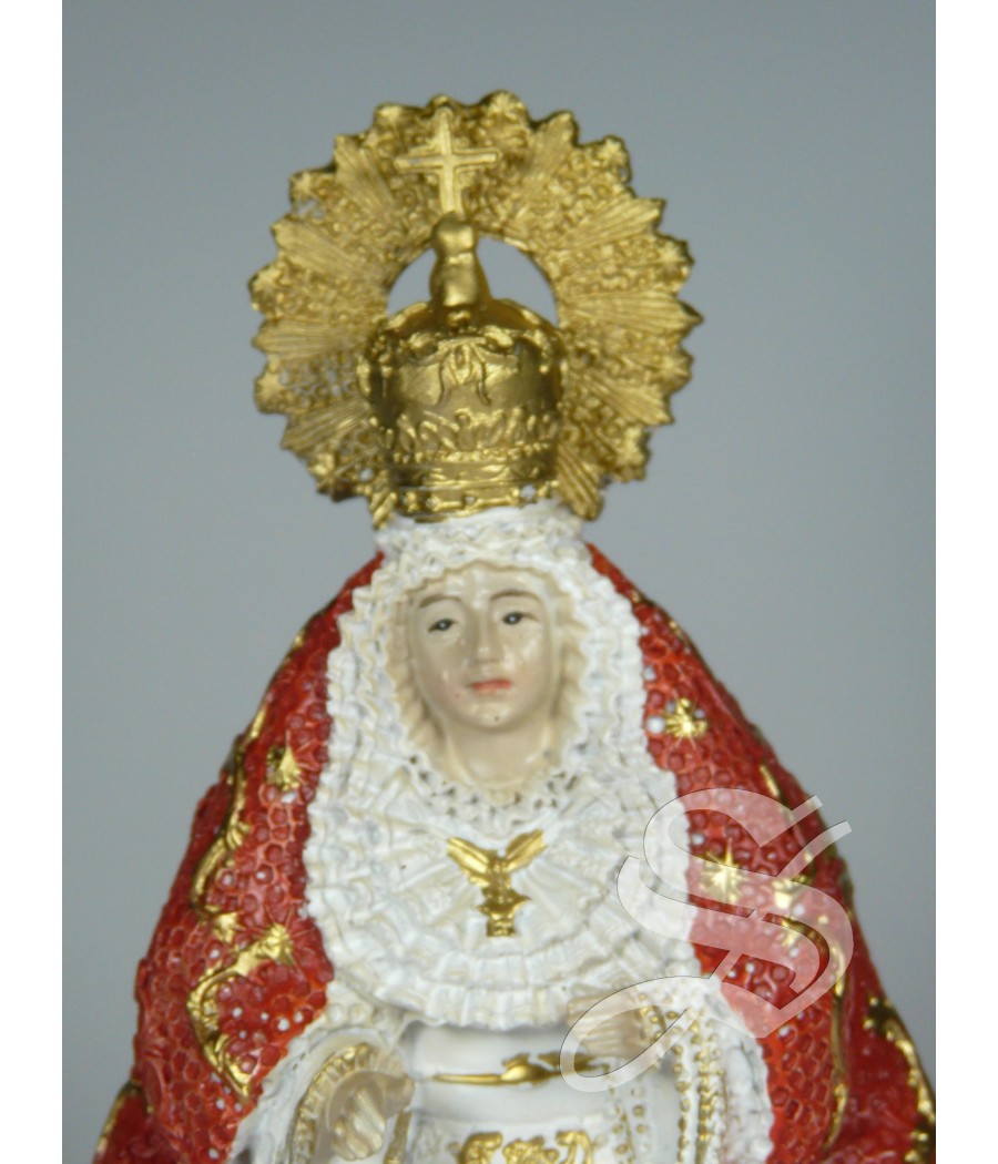 VIRGEN DE CANDELERO MANTO ROJO 15 CM.